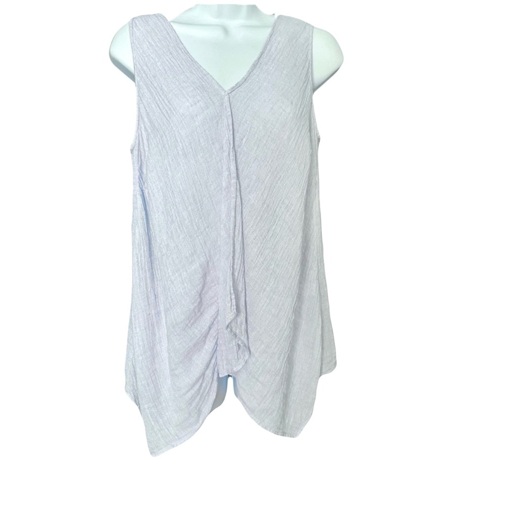 J‎ JILL pure jill linen sleeveless top pale blue linen lagenlook layering